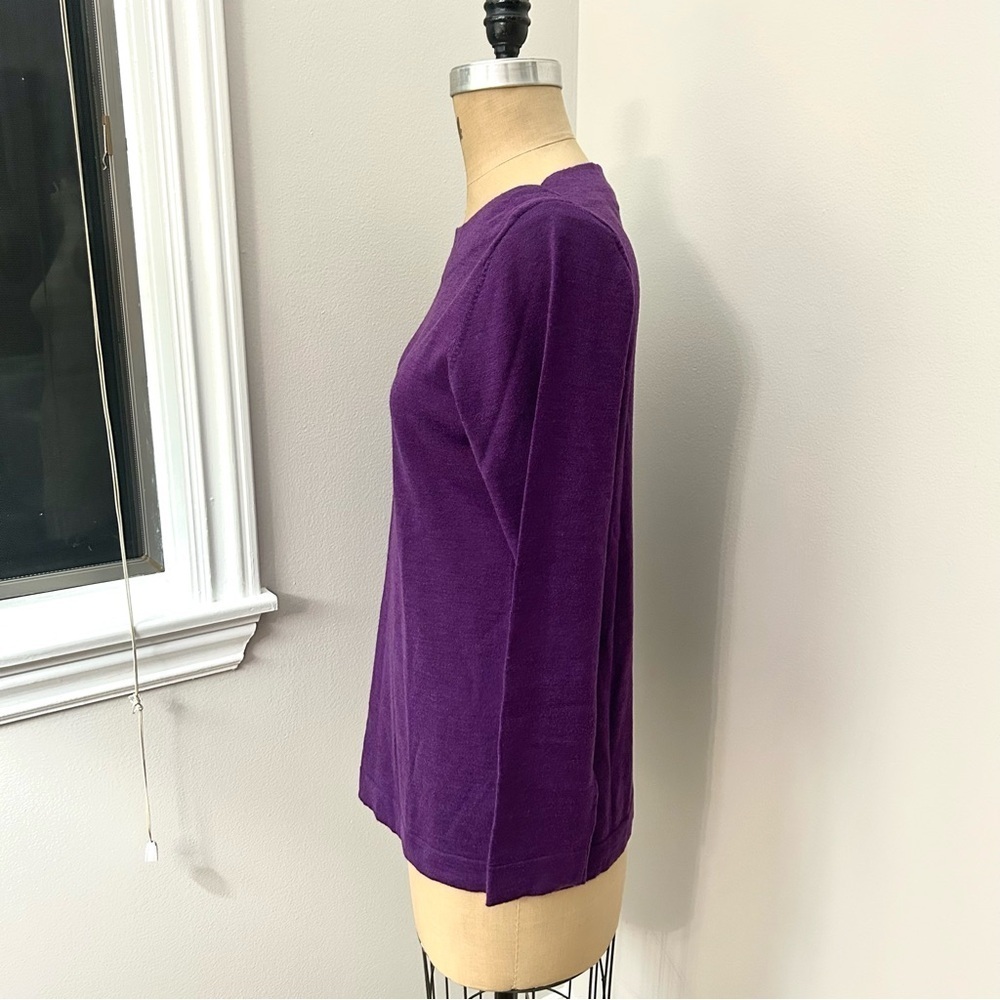 Eileen Fisher Women’s Purple Wool Boatneck Long Sleeve Tunic Sweater Sz L - Picture 7 of 12